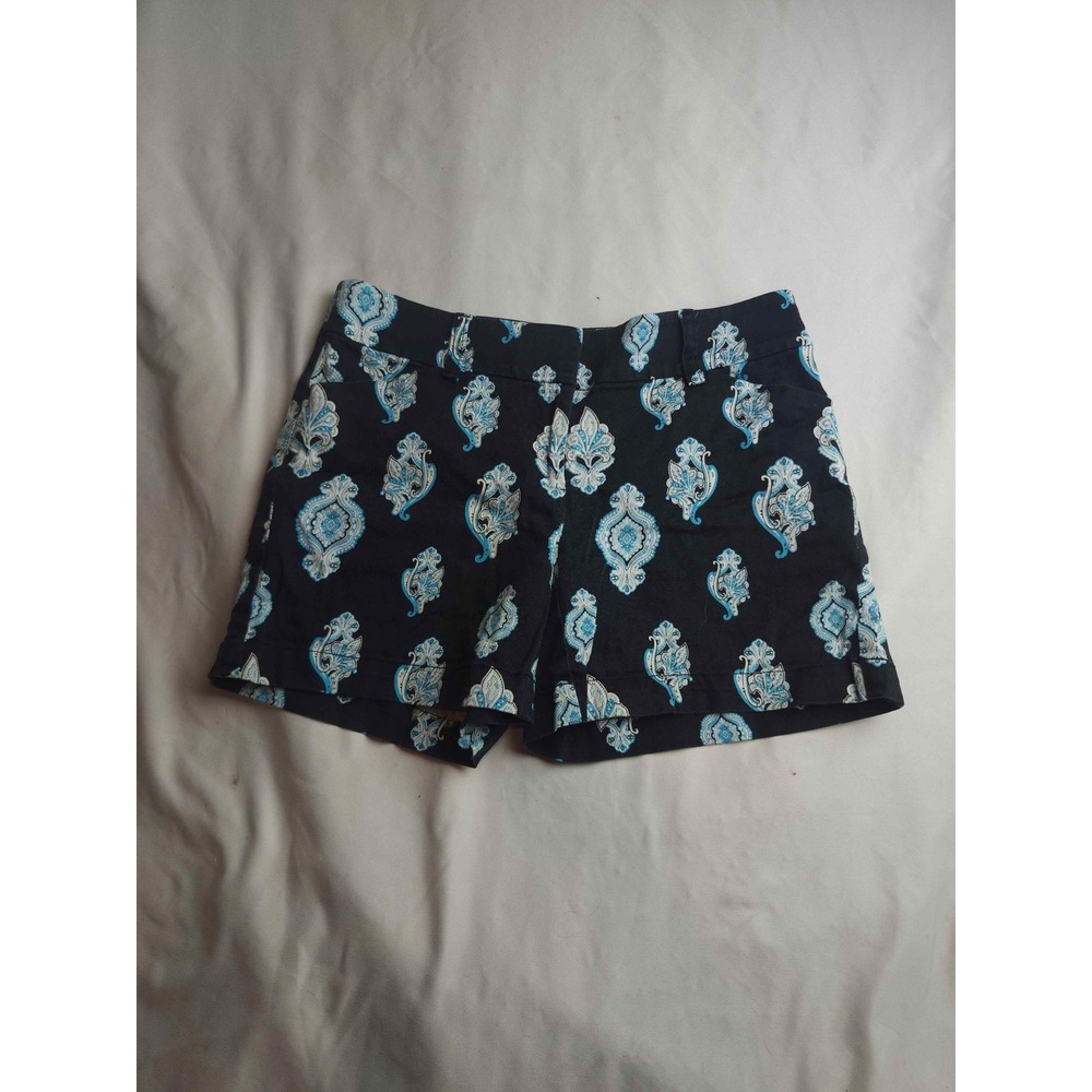 White House Black Market Damask Paisley Shorts Black Blue Size 00